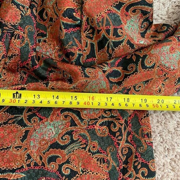 Vintage Worthington Brown Black Paisley Satin Blouse Button Down Medium - Picture 6 of 7